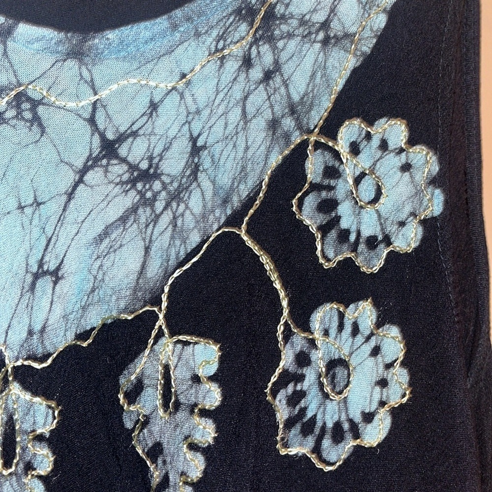 Asha bohemian tye dye dress in black and light blue with embroidery size Free - Picture 4 of 8